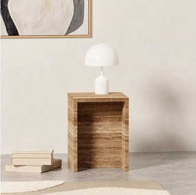 Stolik pomocniczy z trawertynu – orzech – Falcon