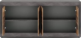 Komoda Czterodrzwiowa BLAGO 180 cm Ciemny Dąb/Czarny Loft