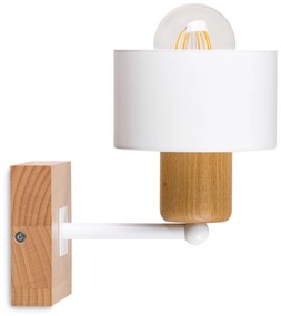 Biały kinkiet LED WD-WE10x10BU jednopunktowy z litego drewna