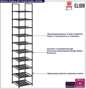 Czarny wąski regał na buty w stylu minimalistycznym - Liki 4X
