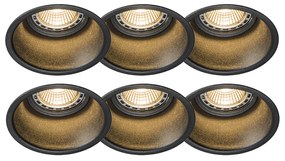 Zestaw 6 nowoczesnych reflektorów wpuszczanych czarnych - Dept