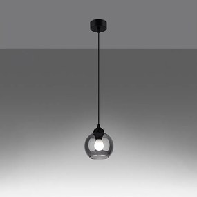 Lampy wiszące nowoczesny Zelaro, stal - 1 źródło światła 3000K - L.15 x H.130 cm - czarny