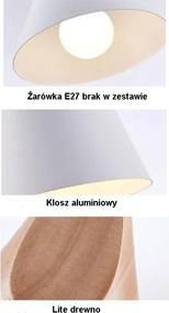 Lampa sufitowa metalowa z kloszem z litego drewna wisząca AT8-1SZ-White