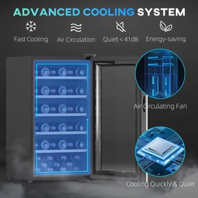 HOMCOM Chłodziarka do Wina na 41 Butelki, 91 Litrów Pojemności, Chłodziarka Do Napojów z Wyświetlaczem LED i Dotykiem, Czarna