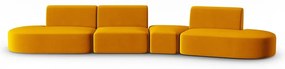 Musztardowa aksamitna sofa prawostronna 428 cm Paolo – Milo Casa