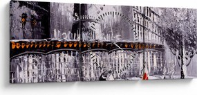 Obraz - Obraz olejny przedstawiający miasto II. (z zegarem) (90x30 cm)