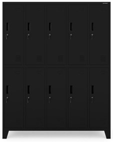Szafa socjalna BHP ubraniowa 10-drzwiowa czarna: BARTEK 1360 x 1720 x 450 mm