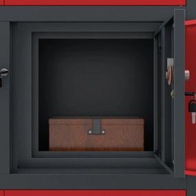 Biurowa szafa metalowa z sejfem antracytowo-czerwona: FILIP II, 900 x 1850 x 400 mm
