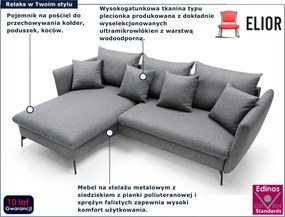 Grafitowa kanapa narożna z funkcją spania C8-D59