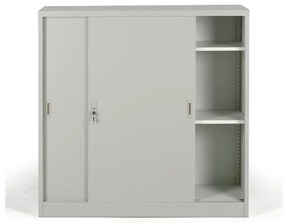 Metalowa szafa z przesuwnymi drzwiami, 2 półki, 1200 x 1200 x 450 mm, jasnoszary