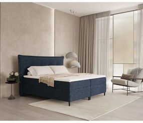 Ciemnoniebieskie łóżko boxspring ze schowkiem 160x200 cm Sinai – Maison de Rêve