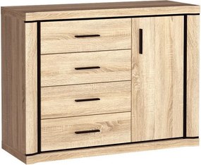 Komoda MALAGA - Dąb sonoma / 117 cm / 4 szuflady