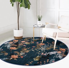 Ciemnoniebieski okrągły dywan odpowiedni do prania i robotów sprzątających ø 120 cm Comfort – Mila Home