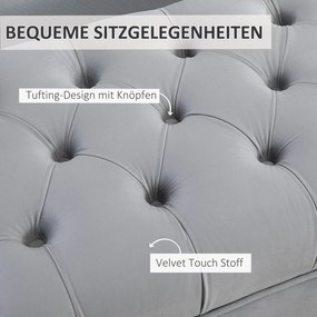 HOMCOM Ławka ławka do sypialni ławka do przedpokoju na wysokich nogach sypialnia jasnoszary aksamit