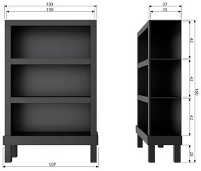 Czarny regał z litego drewna sosnowego 107x160 cm Bonk – Basiclabel
