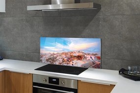 Panel szklany do Kuchni Panorama Miasta o Zachodzie Słońca