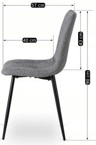 Krzesło Tapicerowane do Salonu ROBIN 2 Szare Nowoczesne Loft
