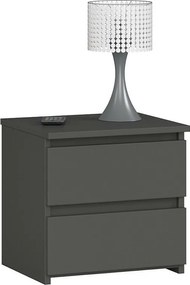 Szafka nocna AKORD CL2 Grafit Szary 40 cm 2 szuflady kolor Grafit Szary mat 40x35x40 cm