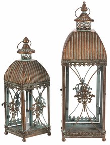Zestaw metalowych latarni Romance, 2 szt., miedź