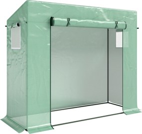 Outsunny Foliowa Szklarnia, Szklarnia z Drzwiami Rolowanymi, Bocznym Oknem, dla Ogrodu, ze Stali, Tworzywa Sztucznego, 200 x 76 x 168 cm, Zielona