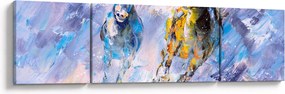 Obraz biegnących koni, obraz olejny (170x50 cm)