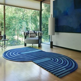 Ciemnoniebieski wełniany dywan tkany ręcznie 200x290 cm Conway Retro – Flair Rugs