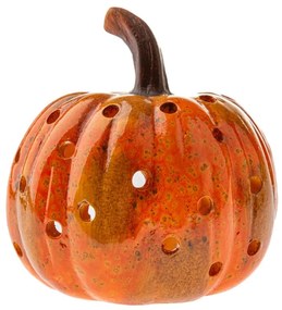 Jesienny świecznik ceramiczny Dynia, 9 x 15 cm