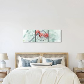 Obraz mrożonych owoców dzikiej róży (z zegarem) (90x30 cm)