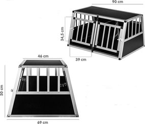 Aluminiowa skrzynia transportowa dla psów dwudrzwiowa tylna
