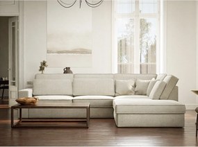 Szarobeżowy narożnik z tkaniny szenilowej (prawostronny/w kształcie litery L) Kirou – Maison de Rêve