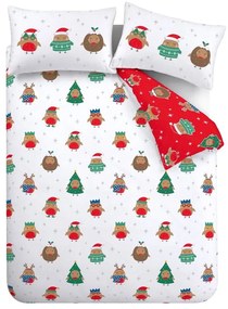 Czerwono-biała pościel dwuosobowa 230x220 cm Party Robins – Catherine Lansfield