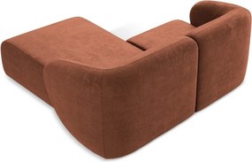 Narożnik z tkaniny szenilowej (prawostronny/z szezlongiem) w kolorze terakoty Lani – Makamii