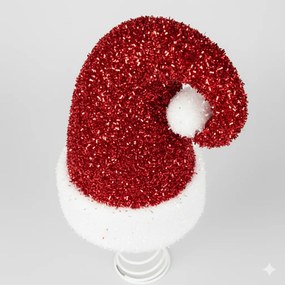 Czubek na choinkę, brokatowa czapka Mikołaja, 32 cm