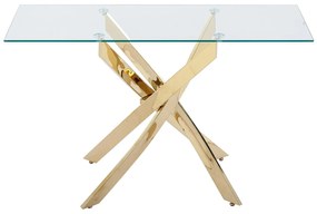 Konsola ze szkła hartowanego i pozłacanego metalu - Transparentny - COSIMA