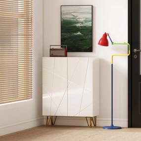 HOMCOM Szafka na buty z 2 drzwiami, regał na buty, przechowywanie obuwia z 3 regulowanymi półkami 72 x 31,5 x 95 cm, Biały