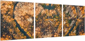 Obraz - Rzeka w kształcie serca (z zegarem) (90x30 cm)