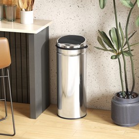 HOMCOM 50 L Kosz z czujnikiem, Automatyczny kosz na odpady, Stalowy kosz kuchenny z czujnikiem podczerwieni, do kuchni, jadalni | Aosom PL