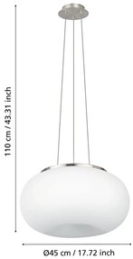 Lampa wisząca w biało-srebrnym kolorze ze szklanym kloszem ø 44,5 cm OPTICA – EGLO