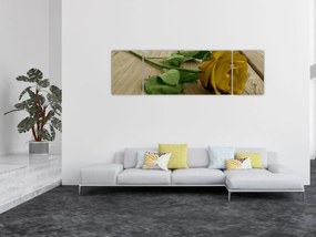 Obraz - Żółte róże w stylu vintage (170x50 cm)