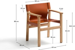 Koniakowe krzesło z litego drewna jesionowego z podłokietnikami Jan – Kave Home