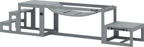 PawHut Zestaw agility dla psów 3-częściowy zestaw sprzętu agility z mostem, schodami, platformą, z drewna świerkowego, 117 x 50 x 56 cm, Szary | Aosom PL