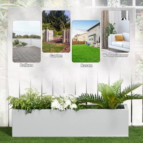 Outsunny Skrzynka do Sadzenia Stalowa z Otworem Drenażowym na Balkon Długa Szara 91x22x22cm | Aosom PL