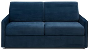 Kanapa CALIFE – rozkładana, 3-osobowa, typu express, welur – kolor granatowy – miejsce do spania 140 cm – materac 14 cm