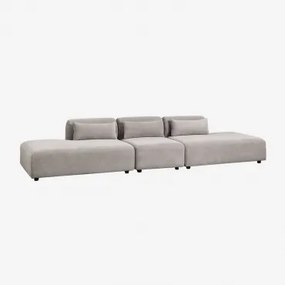Sofa Modułowy 3-częściowy Z Podwójnym Szezlongiem Fogler Sztruks Jasny Szary Taupe - Sklum