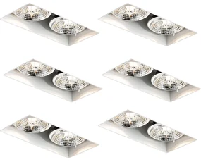 Zestaw 6 białych opraw wpuszczanych GU10 70 mm 2-punktowych bezramkowych - Oneon Nowoczesny Oswietlenie wewnetrzne