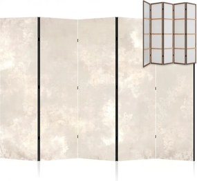 Parawan pokojowy 5-częściowy 225x172 Jednostronny dekoracyjny shabby chic Kremowy Wybielony Damasceński Ornament
