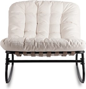 Bujany fotel na taras Aurora - bujak ogrodowy z pikowaną poduchą, beżowy