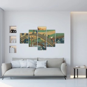 Obraz - Katsushika Hokusai, Ariwara no Narihirafrom the series One Hundred, Poems Explained by the Nurse (Hyakunin isshu uba ga etoki), reprodukcje (125x70 cm)