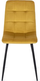 Krzesło Tapicerowane do Jadalni PERU Musztardowe Welurowe Nowoczesne Loft