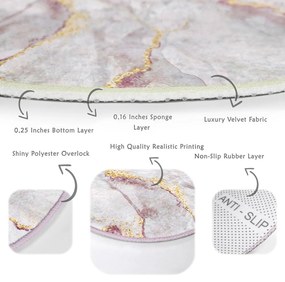 Jasnoróżowy/w kolorze złota okrągły dywan odpowiedni do prania ø 80 cm Marble – Mila Home